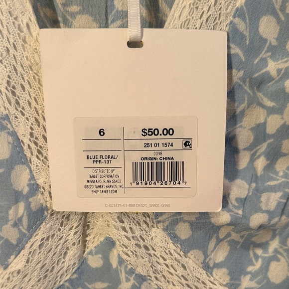 RIXO Light Blue and White Patterned Dress Size 6 - Picture 4 of 8